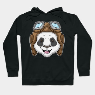 Panda as Pilot with Glasses Hoodie